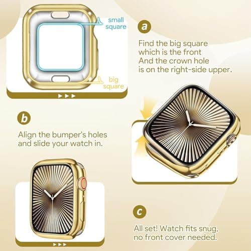 JR.DM 40mm Soft Flexible TPU Case Compatible for Apple Watch Series 6/5/4/SE Touchable Screen Lightweight Anti-Scratch All-Around Protector Thin Guard Shockproof Cover Shiny Bumper for iWatch, Gold