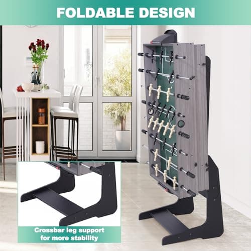 RAYKEEP Foldable Multi Game Table, 4-in-1 Combo Game Table Set with Ping Pong, Hockey, Pool Billiards and Foosball for Adults, Home, Game Room, Friends & Family