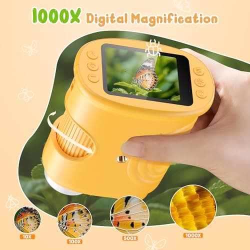 1000X Handheld Digital Microscope for Kids: Pocket Microscope with 2.0" IPS Screen - STEM Toys Birthday Gifts for Girls Boys Child - Portable Edu Science Kits Toddler Age 3-6 6-12 B0FFSSWTB6