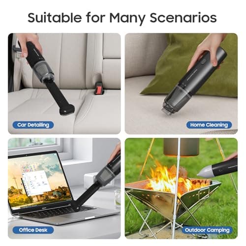 Handheld Vacuum Cordless, Car Vacuum Cleaner Portable with HEPA Filter, 2 Suction Modes, Mini Hand Held Vacuum Rechargeable for Car, Home, Pet Hair, Office, Desk, Keyboards (Black)