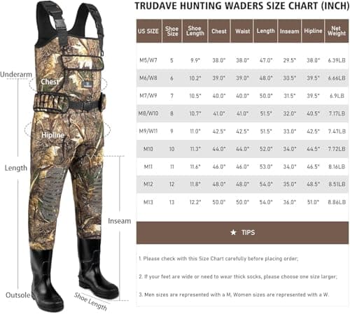 Trudave Chest Waders for Men & Women Waterproof,Fishing Neoprene Waders,Hunting Waders with Boots