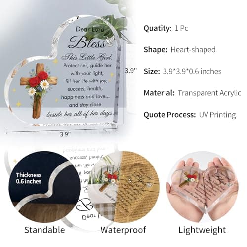 Baby Girl Baptism Gifts, Christmas First Communion Catholic Confirmation Gifts for Newborn BabyGirl, Acrylic Plaque Christian Christening Dedication Baptismal Gift for Teenage, Little Girl