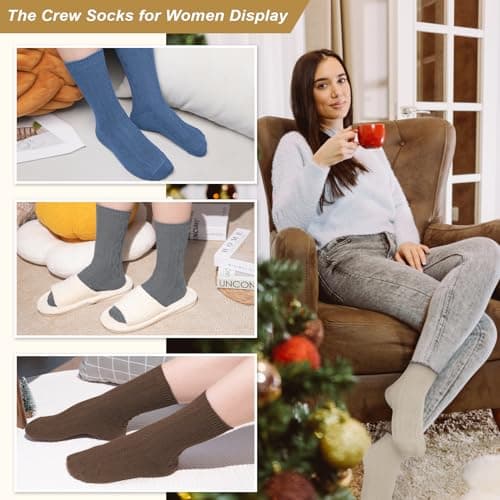 Athletic, Breathable, Warm, Soft, Comfortable, Calf, Gifts, Casual, Size 5-9, Fall Justay Crew Socks for Women, Cute Knit Boot Dress Cotton Socks B0C68LX55L