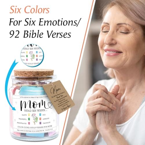 NewEleven Christmas Gifts For Mom, Mom Gifts From Daughters Son on Mother Birthday, Bible Jar, Christian Gift for Wife, Thank You Gift Decorative Inspirational Scripture Jar with 92 Bible Verses