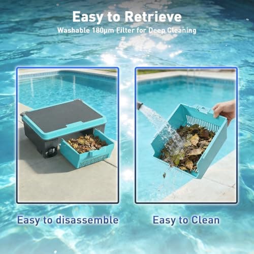 KKI Solar Robotic Pool Skimmer, Cordless Pool Cleaner Vacuum with App & Remote Control,for Inground & Above Ground Pools,Self-Parking