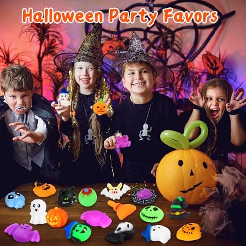 OCATO 30Pcs Halloween Mochi Squishy Toys Halloween Party Favors for Kids Halloweens Toys for Trick or Treat Bulk Non Candy Halloweens Treats Gift Goodie Bags Fillers Party Supplies for Kids Boys Girls