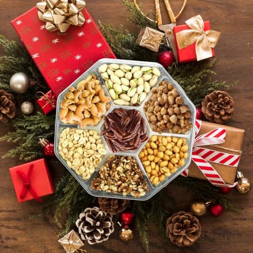 Holiday Nuts gift Basket - With a Variety of Freshly Roasted Nuts - Beautifully Packaged Gift Baskets for Men, Sympathy Basket For Dad, Christmas Healthy Gift.