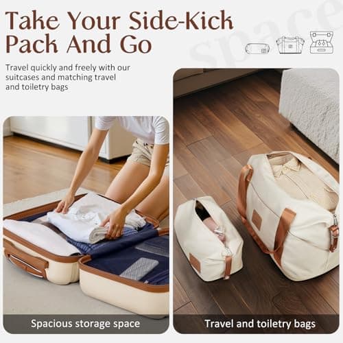 Coolife Suitcase Set 3 Piece Luggage Set Carry On Hardside Luggage with TSA Lock Spinner Wheels (White, 5 piece set)