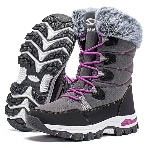 HOBIBEAR Women's Waterproof Winter Snow Boots Lightweight Warm Faux Fur Lined Mid-Calf Booties