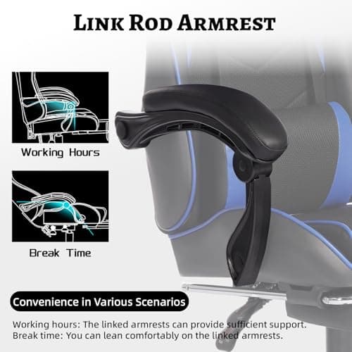 Gaming Chair, Gaming Chairs for Adults Ergonomic Gaming Chair with footrest Video Computer Chair with Headrest and Massage Lumbar Support for Adults, Kids 12+ (Black+Blue-B)