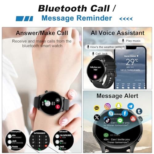 Smart Watch for Men Women Fitness: Waterproof Make Answer Call Digital Mens Watches Running Pedometer Step Tracker Smartwatch Android Phone iPhone Samsung Compatible Sleep SpO2 Heart Rate Monitor