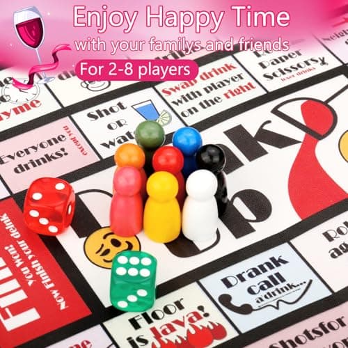 Drinking Board Games for Adults Girls Night,Waterproof Leather Mat Drinking Games,Party Interactive Drinking Game Playmat, Bachelorette Party,Family Play or Any Occasion,Age 21+,2-8 Players
