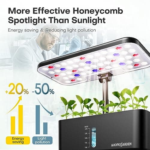 Plant Germination Kit Herb Vegetable Growth Lamp Countertop, Hydroponic Planter Grower Harvest Lettuce for Healthy Home Cooks Ahopegarden Indoor Garden Hydroponics Growing System: 10 Pods Kit with LED B0B6BB4TVC