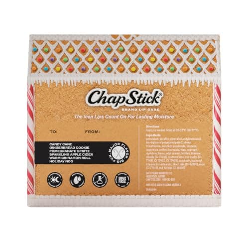 0.15 oz Each, Limited Edition Seasonal Stocking Stuffer, Assorted Flavors, with 24 Hour Moisture to Hydrate Dry, Chapped Lips ChapStick Festive Favorites Holiday Flavored Lip Balm Gift Set, 6-Pack B0HB5CZRM1