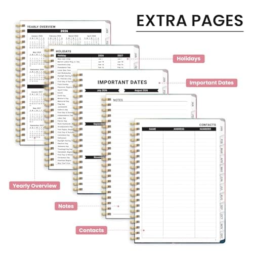 2026 Planner, Aesthetic Weekly and Monthly Planner for Women, Jan 2026 to Dec 2026, Hardcover 2026 Calendar Book with Monthly Tabs, Inner Pocket, Perfect for Office Home School - A5 (6.3" x 8.5"), Sunset
