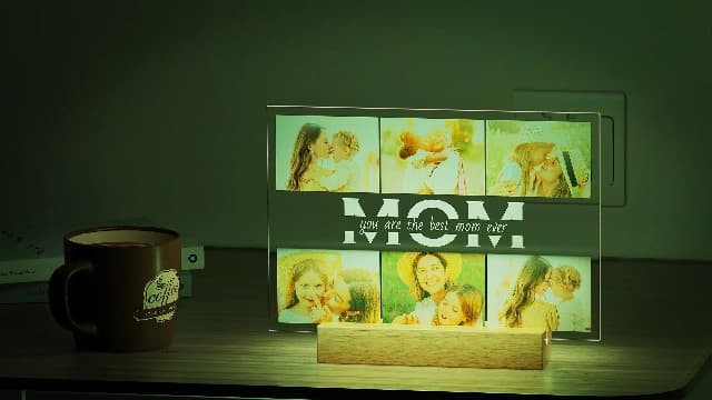 Personalized Gifts for Mom from Daughter Son, Custom Picture Frames with Photos, Customized Photo Frame with Night Light, Personalized Christmas Birthday Gifts for Mom Baby Kids Family