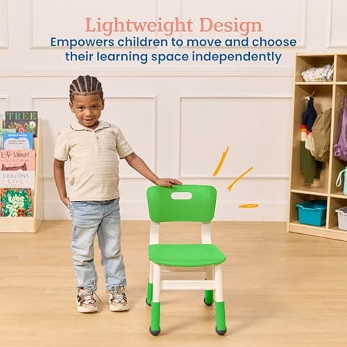 ECR4Kids Classroom Adjustable Chair, Flexible Seating, Grassy Green, 2-Pack