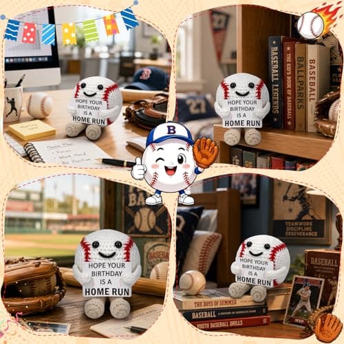 Cute Birthday Card for Mom Dad Grandson Teacher, Handmade Sports Gifts Baskets for Coach Players, Party Favors Decoration Baseball Christmas Birthday Gifts for Son Daughter, Crochet Gifts for Women B0GWQVK2Z9