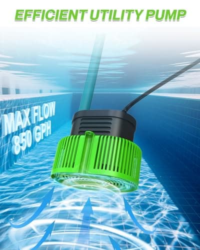 Pool Cover Pump above Ground - Submersible Water Sump Pump Swimming Water Removal Pumps, with Drainage Hose & 25 Feet Extra Long Power Cord, 850 GPH inGround, 3 Adapters