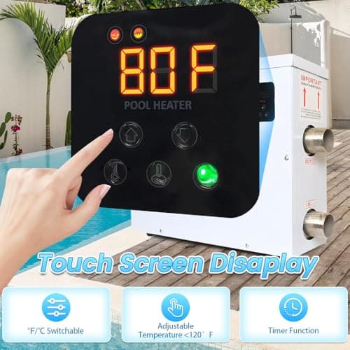 Electric Pool Heater for Inground & Above Ground Pools 11KW 220V, Hot Tub Heaters with Digital Touch Screen, SPA Water Thermostat Swimming Pool Warmer