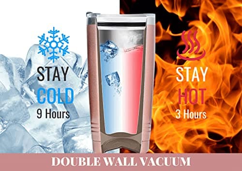 Onebttl Great Aunt Gifts from Niece, Nephew, Insulated Stainless Steel Wine Tumbler with Lid and Straw, Auntie Gifts for Mother’s Day, Birthday, Christmas, 20 oz, Rose gold, World's Greatest Great