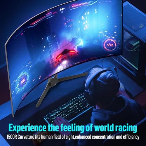 Gawfolk 34 Inch Ultrawide Curved Gaming Monitor, 21:9 WQHD 3440x1440 165Hz Curved 1500R Computer Monitor PIP/PBP,1ms(MPRT) 127% sRGB,HDMI & DP,Tilt Adjustable,Panoramic for Office & Immersive Gaming
