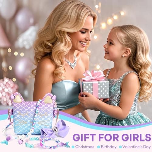 mibasies Purse for Little Girls Dress Up Jewelry Pretend Play Kids Accessories Mermaid Gifts B088M291YT