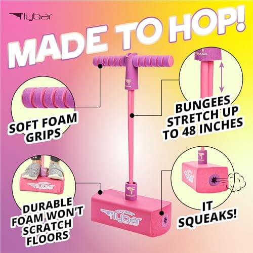 Flybar My First Foam Pogo Jumper for Kids Fun and Safe Pogo Stick for Toddlers, Durable Foam and Bungee Jumper for Ages 3 and up, Supports up to 250lbs