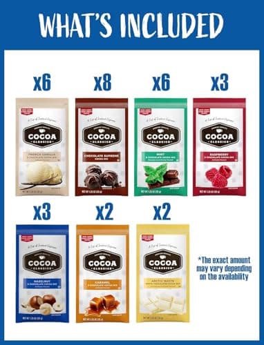 Hot Cocoa Mix Gift Set ? 30 Count, 7 Flavors | Cozy Hot Chocolate Sampler Box for Students, Coworkers, Teens, Family & Friends