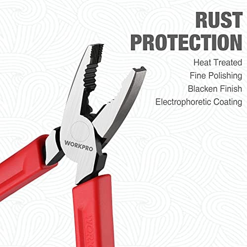 WORKPRO 6.5" Linesman S Screw Extractor Pliers(Combination Pliers) with Unique Non-slip Jaws, Stripped Screw Remover Tool, Lineman Plier for Quickly Removal of Damaged or Rusted Fasteners