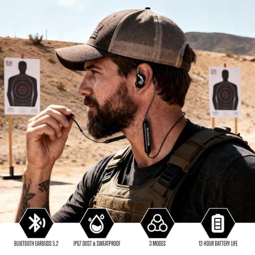 GLORYFIRE Bluetooth Shooting Ear Protection Earplugs,Shooting Ear Buds for Hearing Protection, Noise Reduction Ear Protection for Gun Range