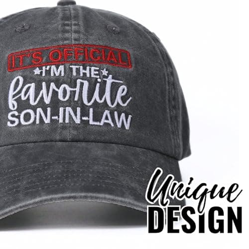 InnoBeta Son in Law Gifts Cap for Father's Day, Funny Adjustable Embroidered Hat Gifts for Birthday, Christmas, Gray, I'm The Favorite Son in Law