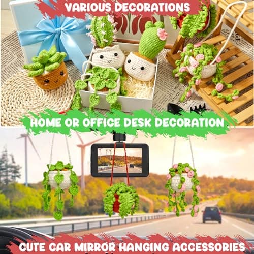 MAGIMUSE Crochet Kit for Beginners, Crochet Starter Kits, Amigurumi Craft Knitting Crocheting Kits with Step-by-Step Video Tutorials, 6 Pack Hanging Potted Plants Family(40%+ Yarn