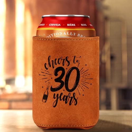 Cheers to 30 Years Vintage 1996 Leather Can Sleeve, Funny 30th Birthday Bday Gift for Dad, Mom, Husband, Wife, Uncle, Papa 30th Birthday Gifts Men 30 Years Old Happy Birthday Decorations for Women B0GS61V21G
