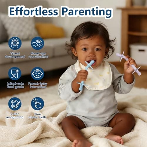 Teething Toys for Babies 36+ Months, 5 Pack Silicone Teething Straws,Soft Chewable Sensory Aid for Molar Discomfort, Infant Oral Development