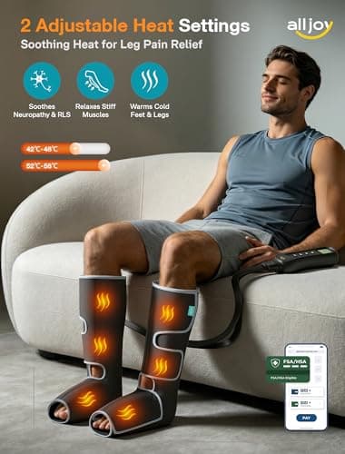 Leg Massager with Heat and Compression Helpful for Vericose Veins, Fatigue, Cramps, Swelling, Edema ALLJOY Leg Massager for Circulation and Pain Relief FSA,Gifts for Men Women B0DH1GWKJ6