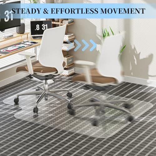 Tonaus Office Chair Mat for Carpet, 48"×36" Desk Chair Mat T-Shape Carpet Protector Mat for Office Chair, Transparent 2.2mm Thick T-Shape Floor Protection with Non-Slip Studded