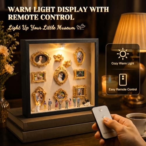 Creative Story Scene Building Set with Remote Control Warm Light, Vintage Decor Gift for Women, Friends and Family BlueFire DIY Mini Museum Kit, Handmade Shadow Box Craft with LED Light B0H29B9VVH