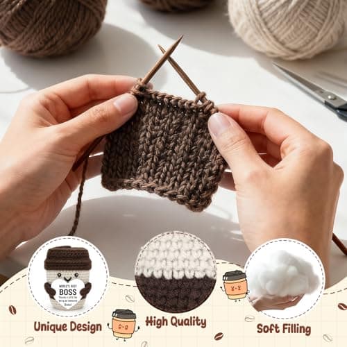 Best Boss Gifts for Women Men Christmas Stocking Stuffer Birthday Boss Day Gifts for Leader Manager Supervisor Crochet Coffee Mug Cup Desk Office Decor for Coffee Lover Best Boss Retirement Bosses Day