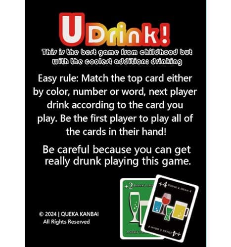UDRINK! - The Drinking Game Cards for Adults, Fun & Easy Games for Adult Game Nights - Couple Games, Bachelorette Party Games to Get Buzzed Easily - 2024 New Edition -