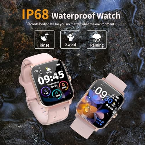Smart Watch, Smartwatches for Men Women, 1.85" HD Fitness Tracker (Answer/Make Calls), 120+ Sport Modes, Heart Rate/Sleep Monitor, IP68 Waterproof Fitness Watch, Smartwatch for Android iOS (Pink)