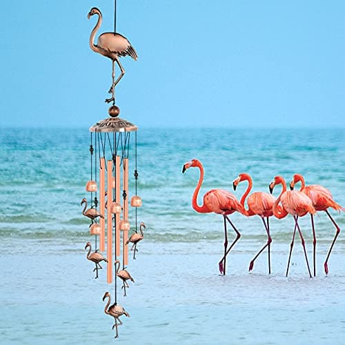 JOBOSI Flamingo Wind Chimes, Gifts for Mom Women Grandma Friends Mother, Flamingo Room Garden Decor Patio Decorations, with S Hook Flamingo Gifts B0968DSJW7