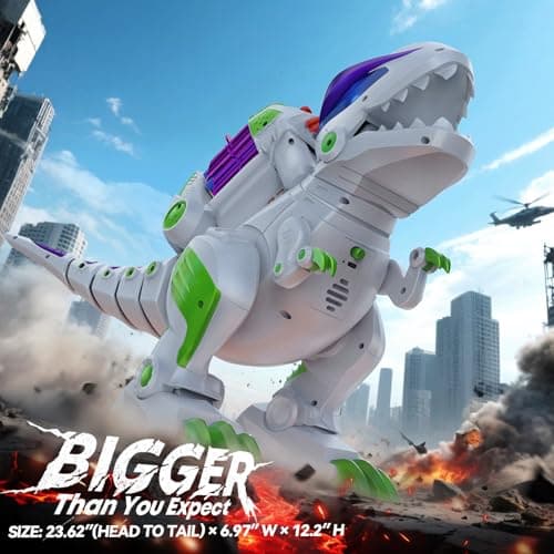 Programmable, Walking, Roaring, LED Eyes and Shooting, Interactive Gifts for Boys & Girls Age 3 4 5 6 7 8 Ruko 8809 Dinosaur Toys for Kids, Large Rechargeable RC T-Rex, Green B0FLD5QB87