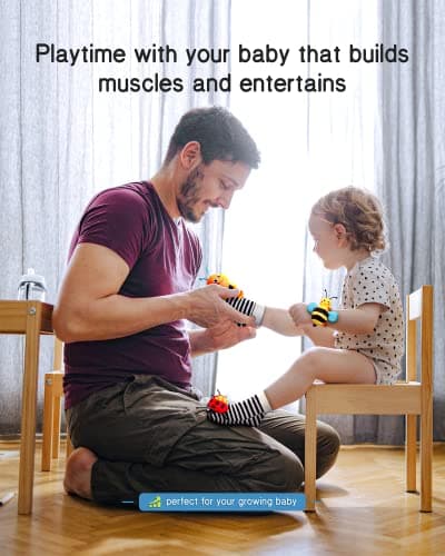 Infinno Baby Wrist Rattle Socks and Foot Finder Set, Perfect Baby Toys for 0-12 Months Newborn Boys and Girls As Shower Gifts, Garden Bug Series