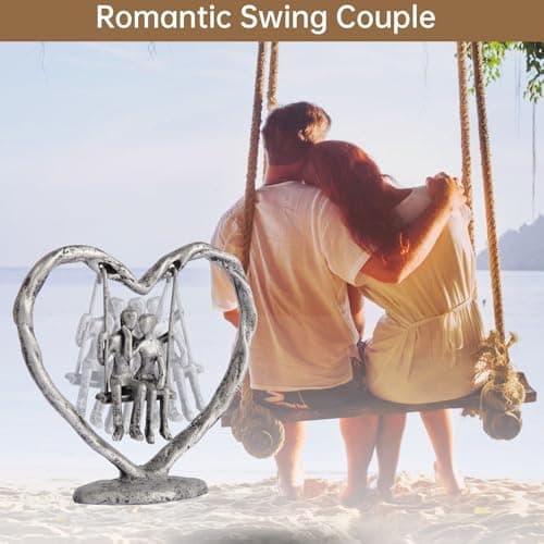 25th/Silver Anniversary Wedding Gifts for Wife/Her/Him,Valentine's Day/Birthday/Wedding Gifts for Couples,Heart Sculpture/Figurine,Handcrafted Antique Silver Metal Couple Statue Decor B0FP2Z3KQD