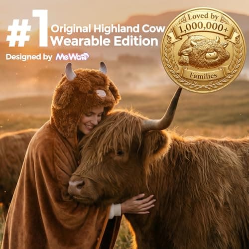 Full-Body Coverage, Hands-Free Design, Phone Pocket, For Home, Camping & Lounging, Birthday Gifts for Women & Animal Lovers Mewaii Highland Cow Gifts Wearable Blanket Hoodie Soft Highland Cow Blanket B0CGRGNP6W