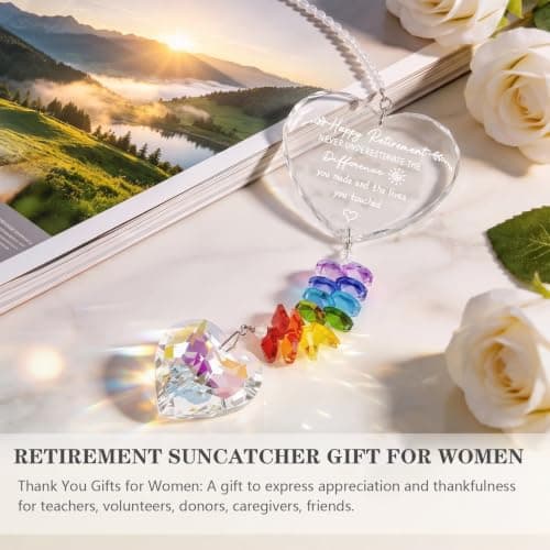 Classy Happy Retirement Gifts, Beautiful Retirement Party Decorations for Men, Retired Friend, Coworker, Nurse, Teacher Retirement Gifts for Women, K9 Crystal Suncatcher Retirement Gift B0DGXPBGK1
