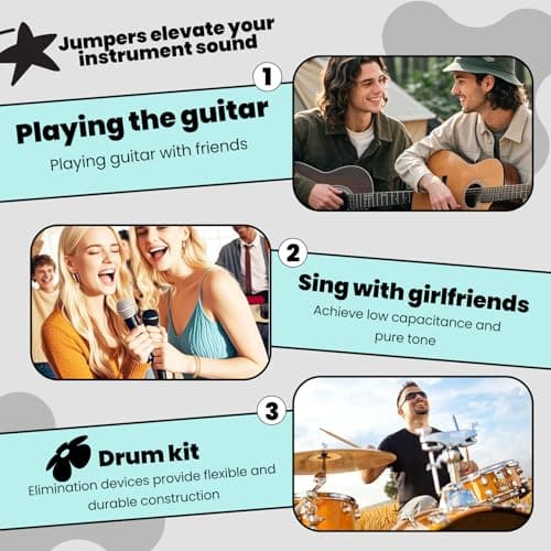 10 ft 6.35mm Guitar Cable - Straight to Straight Instrument Cable, Black Electric Guitar Cord for Electronic Drum, Musical Instrument, Speaker