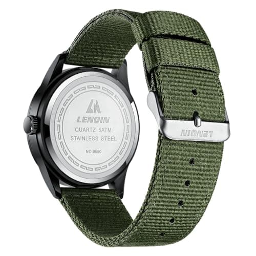LN LENQIN Mens Watches Unisex Military Sport Nylon Strap Stylish Luminous Fashion Analog Quartz Watch for Men Waterproof Army Tactical Casual Wristwatch