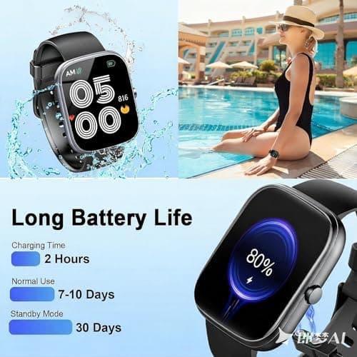 Dyurwa Smart Watch for Men Women (Answer/Make Call), 1.91" HD Screen Smartwatch Fitness Tracker, Heart Rate/Sleep Monitor, Watches for Men IP68 Waterproof,110+ Sport Mode Step Counter for Android iOS